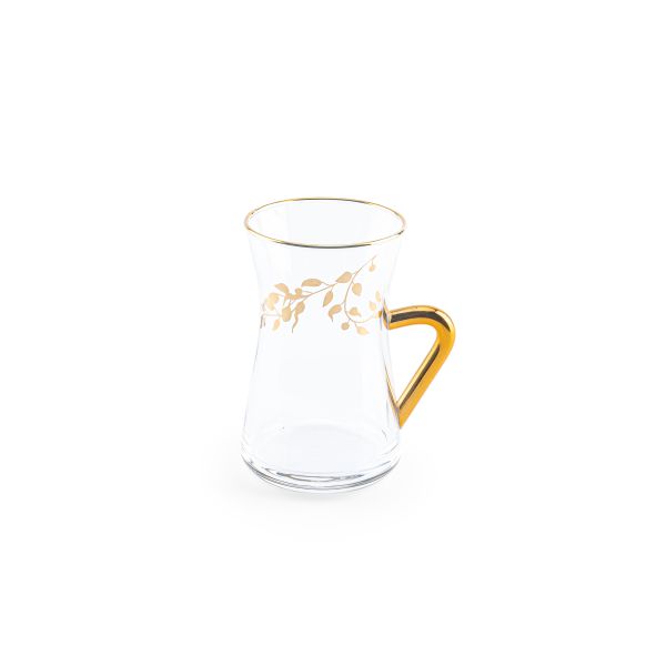 19pcs tea set ( 6 glass 6saucer 6 cawa 1 sugor) - snow white+gold   