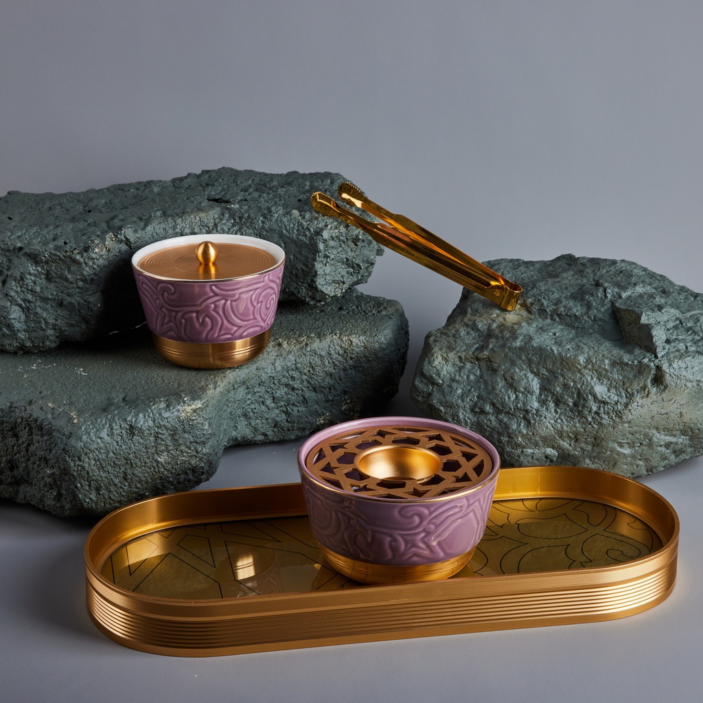 Incense Burner With Elegant Design Of 4 Pieces From Majlis - Purple