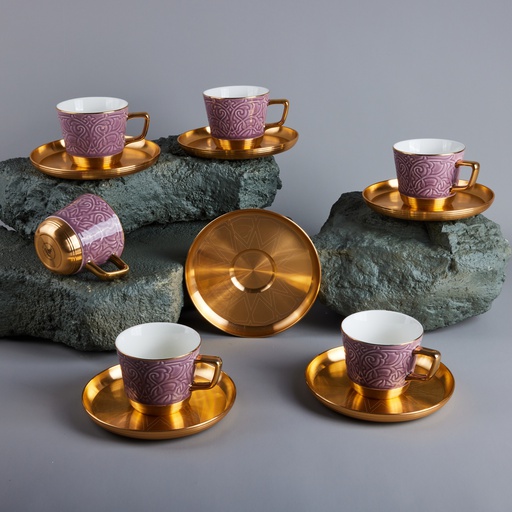 [AM1059] Tea Porcelain Set 12 Pcs From Majlis -Purple