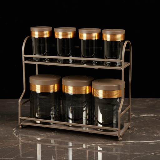 [AM1128] Luxury Canister Set 8Pcs From Majlis - Brown
