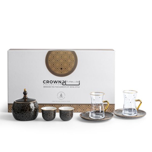 [ET2074] Tea And Arabic Coffee Set 19Pcs From Crown - Black