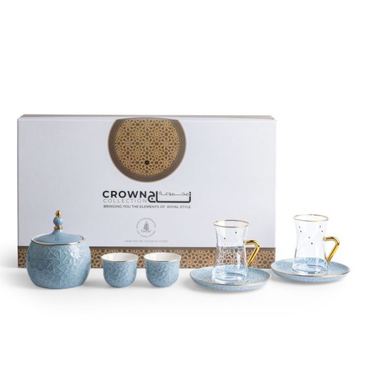 [ET2075] Tea And Arabic Coffee Set 19Pcs From Crown - Blue