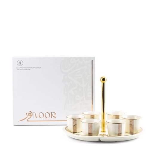 [ET2292] Arabic Coffee Set With cup Holder From Nour - White