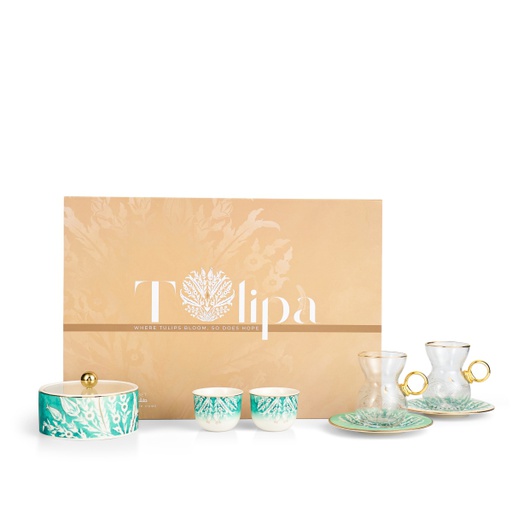 [GY1248] Tea And Arabic Coffee Set 19Pcs From Tolipa - Green