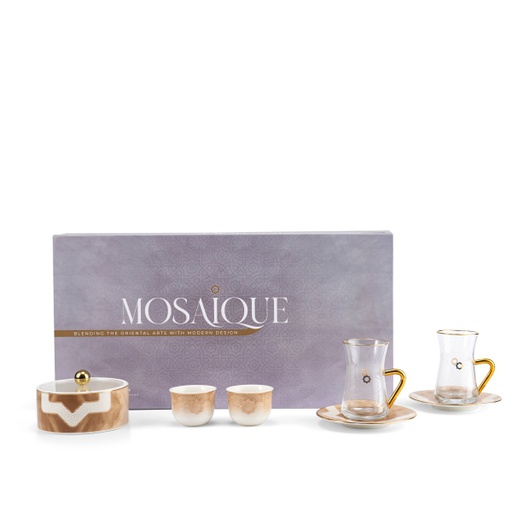 [GY1297] Tea And Arabic Coffee Set 19Pcs From Mosaique - Brown