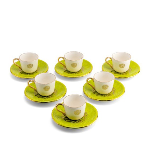 [ET1608] Turkish  Coffee Set 12Pcs From Zuwar - Green