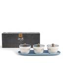 Sweet Bowls Set With Porcelain Tray 7 Pcs From Joud - Blue