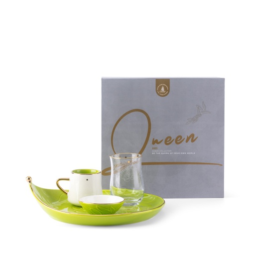 [ET1829] Turkish Coffee Set For One Person From Queen - Green