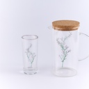 Glass Pitcher with cork + 4 Juice glasses in printed color box