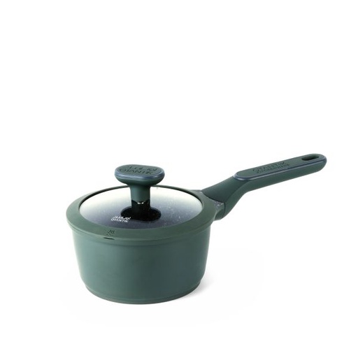 [BC0002] Non-Stick Saucepan With Lid  GREEN-BLACK  16x8.5cm